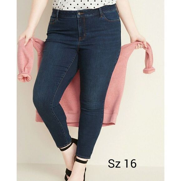 Old Navy Jeans 16 Mid-Rise Pop Icon Skinny Denim Blue Jeans 16 NWOT - Picture 1 of 8